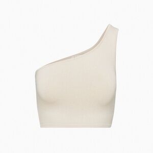 Aritzia Babaton Sculpt Knit One-Shoulder Cropped Tank in Matte Pearl (XS)